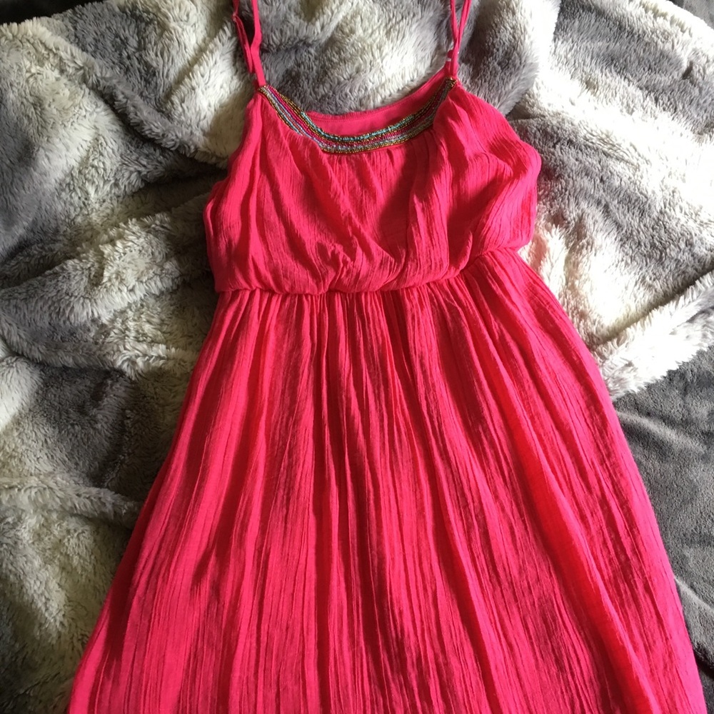 Pink iz Uber dress with beaded neckline
